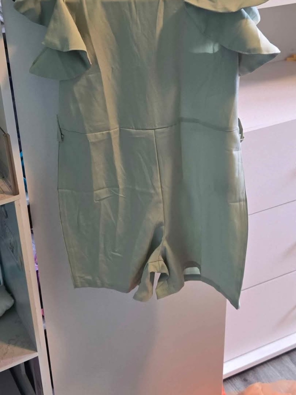 Sage Green Ruffle Sleeve Romper
